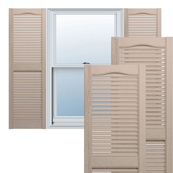 Ekena Millwork Lifetime Vinyl, TailorMade Cathedral Top Center Mullion, Open Louver, Shutter Loks, LL1C12X04400WI, PR LL1C12X04400WI - main